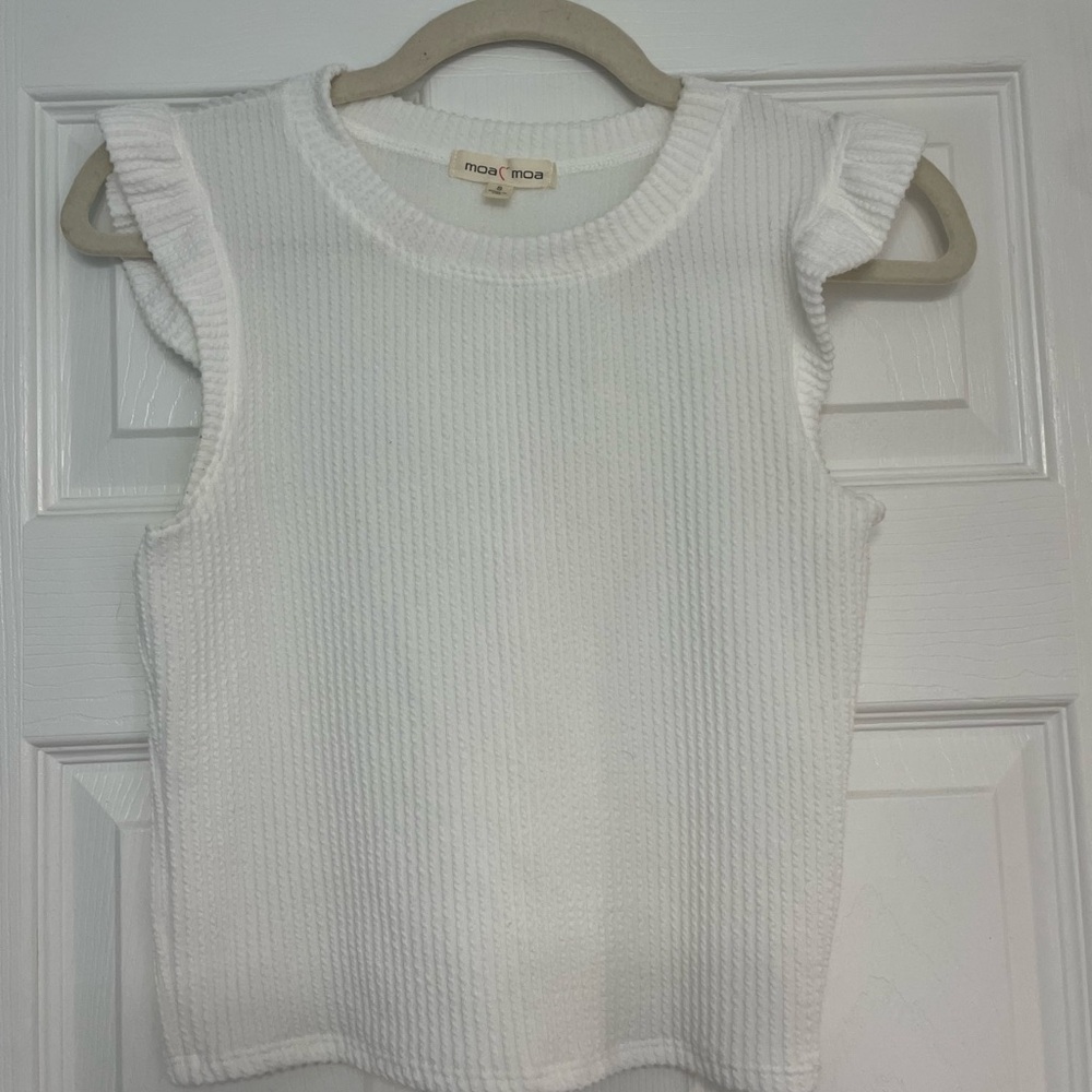 Moa Moa White Ribbed Tank Top